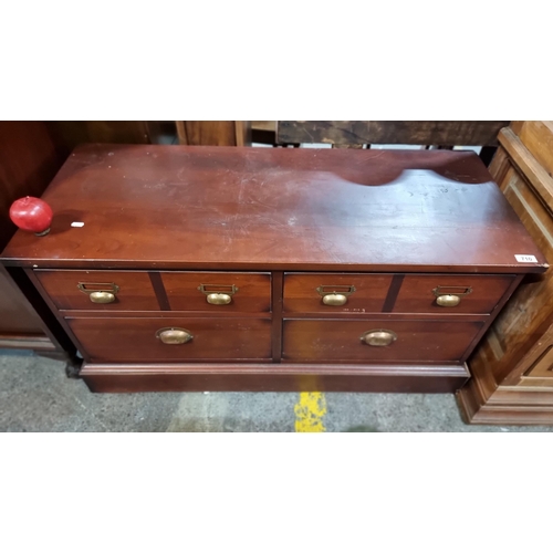 710 - A lovely Laura Ashley coffee table with campaign style cups handles and and drawers.  cool piece