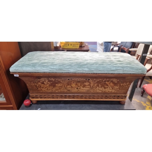 758 - Star lot : A striking antique Edwardian bed chest with beautiful highly ornate parquetry including s... 