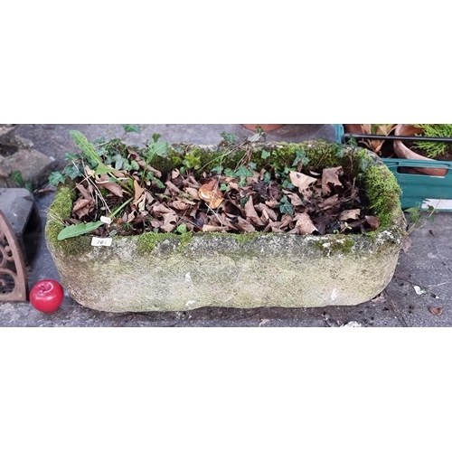 761 - Star lot : A heavy antique stone garden planter. Attractive trough example with nice patina. H22cm x... 