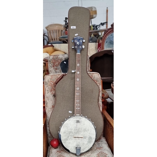 801 - A McBrides branded Banjo instrument. With a REMO WeatherKing branded banjo head, made in the USA. Wi... 