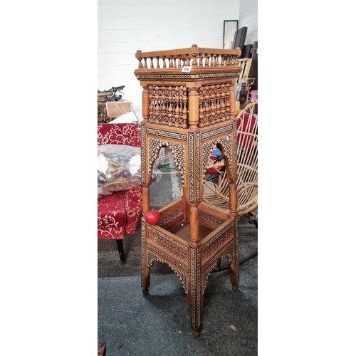 806 - Star lot : A fabulous two-tiered Moorish inspired plant stand. A very beautiful example with inlaid ... 