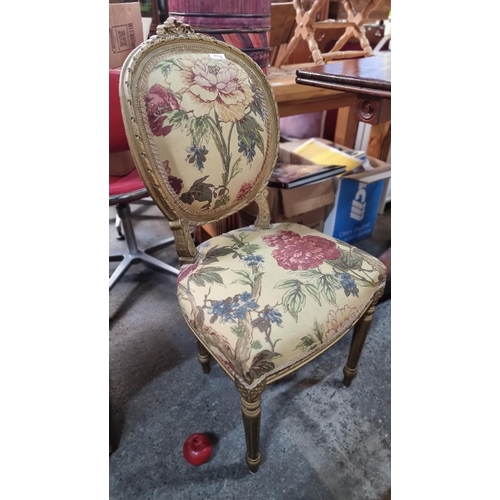 813 - A 19th century balloon-back occasional chair. With beaded border and bowtie pediment. Upholstered in... 