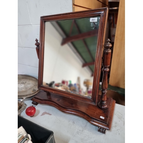 861 - A very elegant, vintage vanity mirror with adjustable angle, turned sides and a graduated frame. H70... 