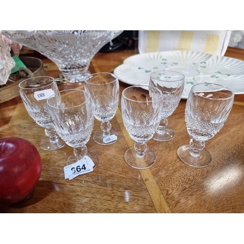 864 - A set of six Waterford Crystal stemmed wine glasses in the Colleen pattern. With acid mark to base. ... 