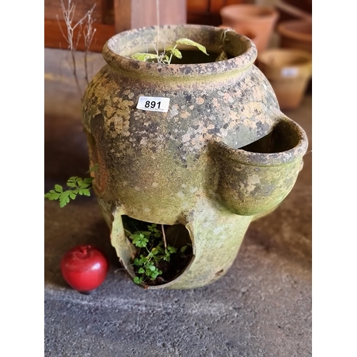 891 - A lovely vintage terracotta  strawberry planter of a good size.