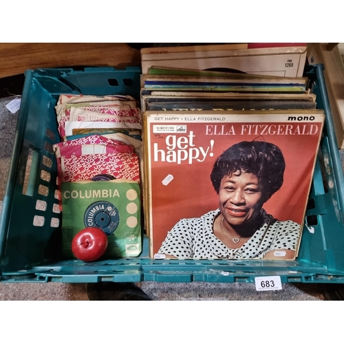 683 - A large collection of vinyl record albums and singles including artists such as Ella Fitzgerald, Fra... 