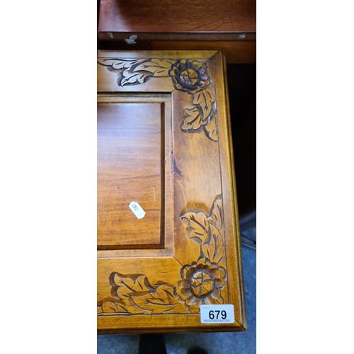 679 - Star lot : A fabulous Chinese Rosewood credenza with four drawers to front flanked by two cupboards ... 