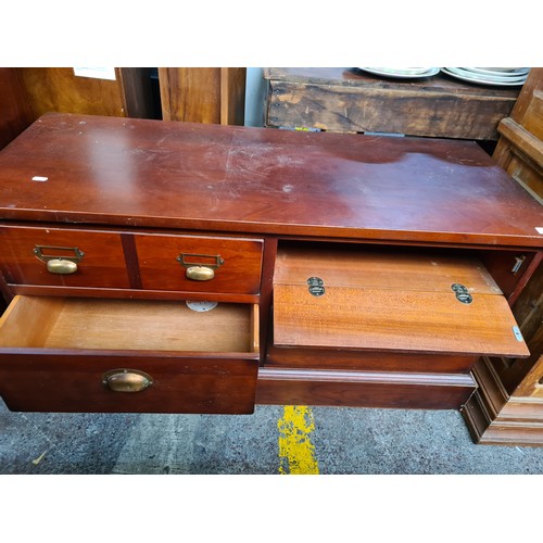 710 - A lovely Laura Ashley coffee table with campaign style cups handles and and drawers.  cool piece