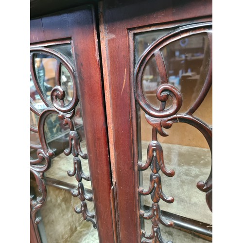 717 - Star lot : A very elaborate Victorian display cabinet with intricate Art Nouveau style decoration in... 