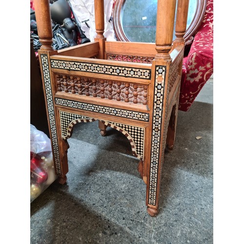 806 - Star lot : A fabulous two-tiered Moorish inspired plant stand. A very beautiful example with inlaid ... 