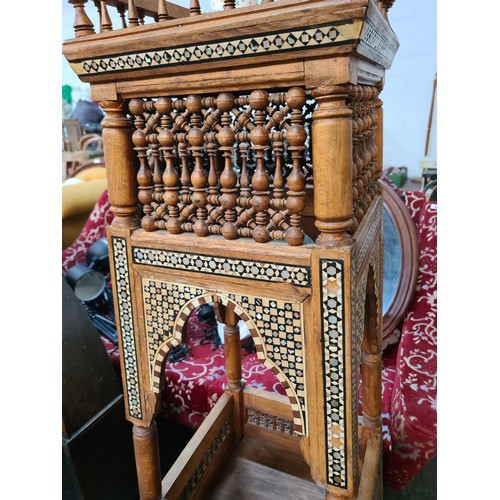 806 - Star lot : A fabulous two-tiered Moorish inspired plant stand. A very beautiful example with inlaid ... 