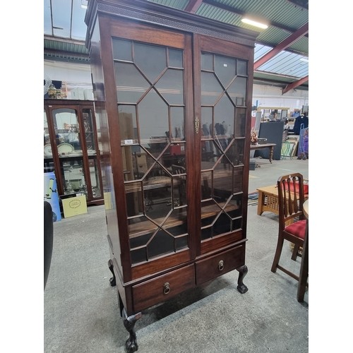 902 - Star lot : A fabulous Victorian cabinet with astro-glazed front, 4 shelves inside, two drawers to ba... 