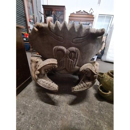 898 - Star lot : An Antique Solid teak very large handcarved crab seat carved from one large piece of wood... 