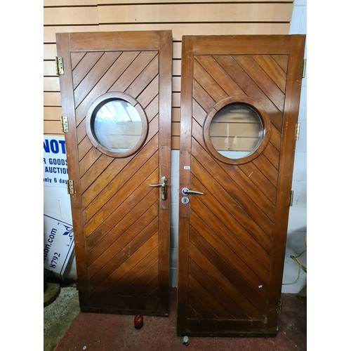 878 - Star lot : Two fantastic reclaimed solid teak ship doors. These solid teak pieces are wonderfully ma... 