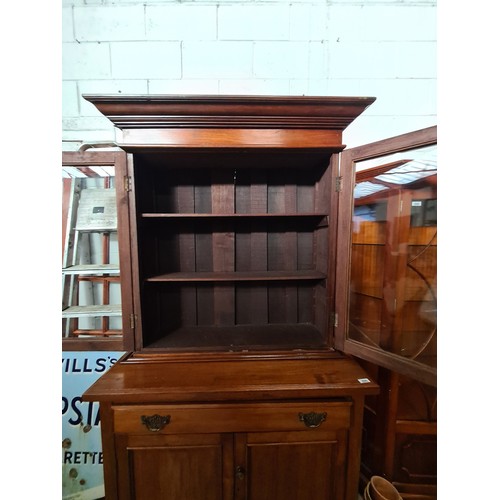 895 - Star Lot : A gorgeous Victorian Bookcase with glass doors to top with two shelves inside, pull out d... 