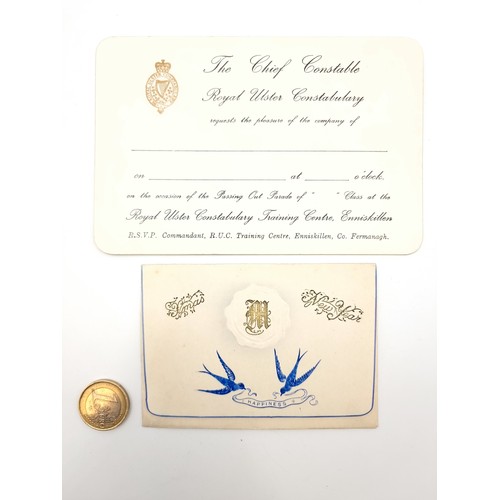 402 - A vintage personalised Christmas and New Years card, circa 1925 from J. Mullaly R.U.C Belleek, Co Fe... 