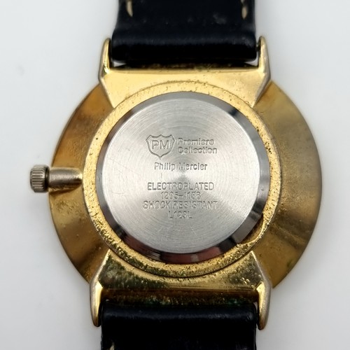 446 - Two vintage gentleman's leather strap wrist watches, the first with a lunar faze setting. Together w... 