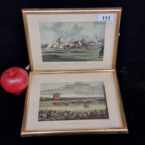 111 - Two early vintage prints depicting horse racing scenes of the 19th century. Including ''The High Met... 