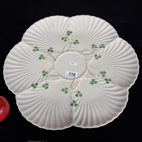 118 - Star lot : A stunning very large , antique 2nd period, black stamp Belleek platter. Dating to the pe... 