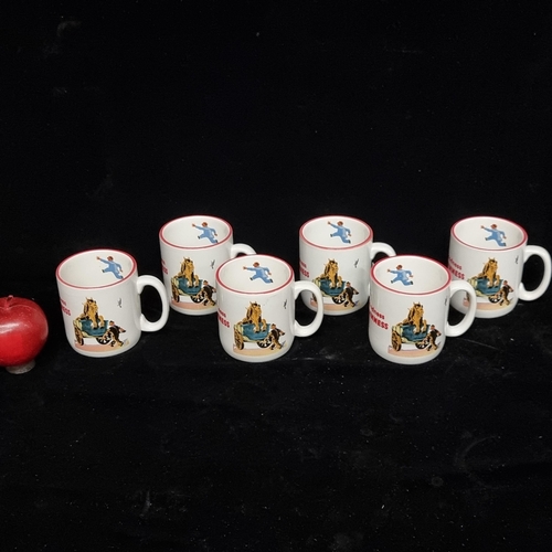 128 - A set of six ceramic advertising mugs for Guinness. Official Guinness merchandise. Featuring the ico... 