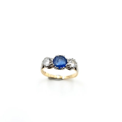 2 - Star Lot: A beautiful antique example of an 18 carat Gold Sapphire and Diamond ring, comprising of a... 