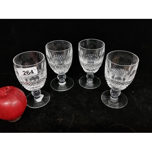 264 - A set of four stemmed vintage Waterford Crystal glasses in the Colleen pattern. All acid etched to b... 