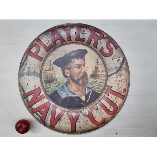 279 - A circular large wall sign for Player's Navy Cut cigarettes.