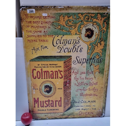 280 - A metal wall sign advertising Colmans Mustard.