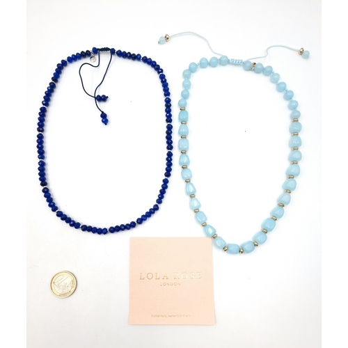 853 - Two stunning precious gemstone necklaces by Lola Rose London, including a facet cut Lapiz Lazuli exa... 