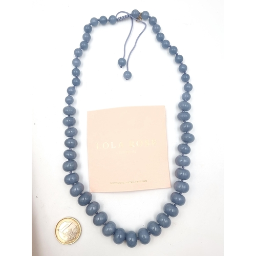 856 - An ethereal precious gemstone necklace by Lola Rose London consisting of natural angelite oval cut b... 