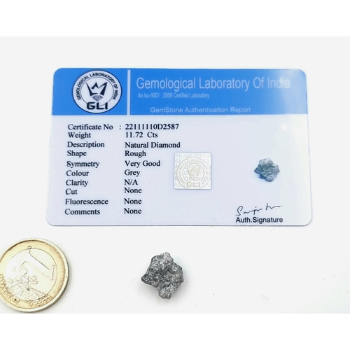 861 - A fabulous Natural rough cut diamond, 11.72 carats. New from the gemstone company, comes with GLI ce... 