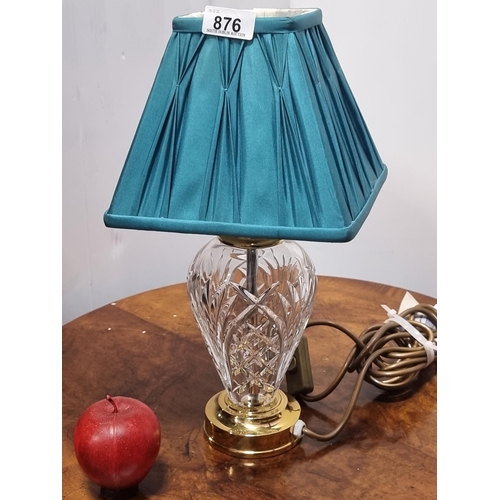 876 - Star lot : A charming genuine Waterford Crystal table lamp in the Kilkenny pattern. Topped with a pl... 