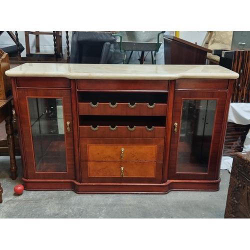 902 - Star lot : A stunning Italian sideboard with two glass fronted cupboards to side, two drawers below ... 