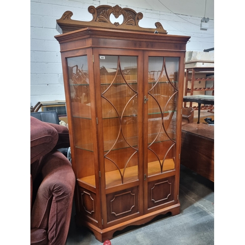 905 - Star lot :A impressive display cabinet with beautiful astro-glazed doors to front, three glass and o... 