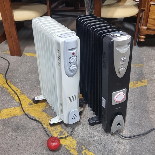 908 - Two practical oil filled heaters, including a Warmlite example. These are easy to use and very safe.