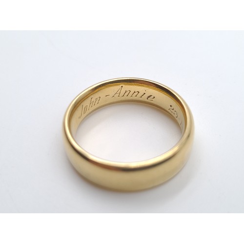4 - Star Lot: A handsome heavy 18 carat Gold wide band ring, a clean example with hallmarks stamped to b... 