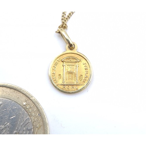 37 - An 18ct gold Pope Pius XI Italian medal pendant necklace. Length of chain: 60cm. Weight 3.33g. Gold ... 