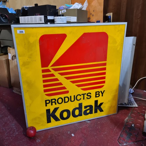 306 - Star Lot : A fabulous large original 1970s outdoor double sided advertising light up sign for Kodak ... 