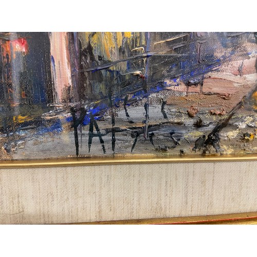 82 - Star Lot : A brilliant large vibrant original oil on board painting featuring a busy street scene in... 