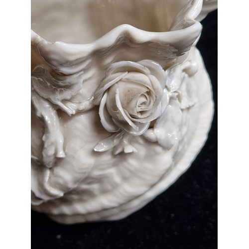 109 - A stunning example of an antique Irish porcelain bowl by Belleek. Featuring a 2nd mark black stamp d... 