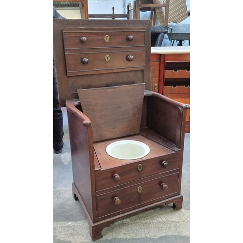 906 - A good looking unusual commode  in the form of an antique chest with four drawers with a false facad... 