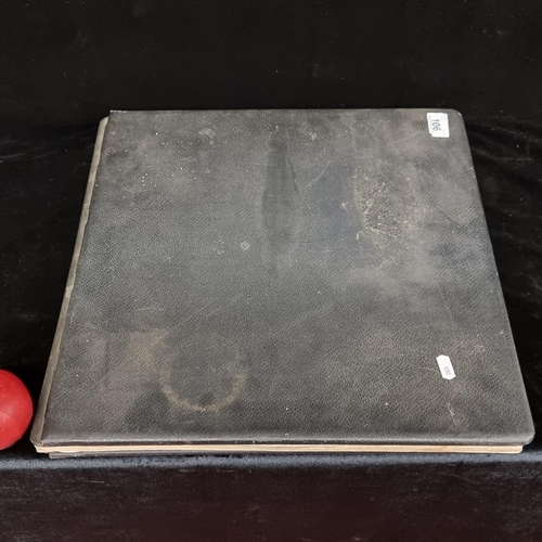 106 - A very large vintage leatherbound 'ledger of sales' book. Contains a sticker on inside cover for J. ... 