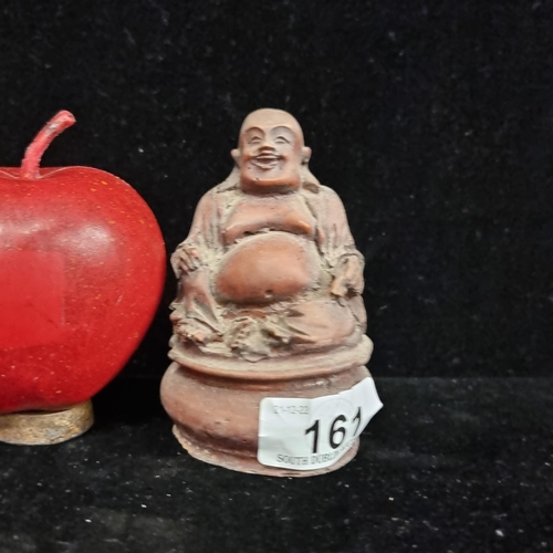 161 - A lovely antique figure of a happy seated Buddha. It is said if you rub his belly it brings wealth!