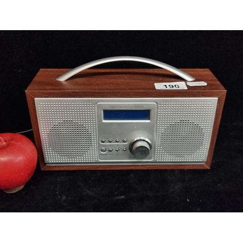 190 - A nicely sized  wooden DAB/FM radio with alarm clock.