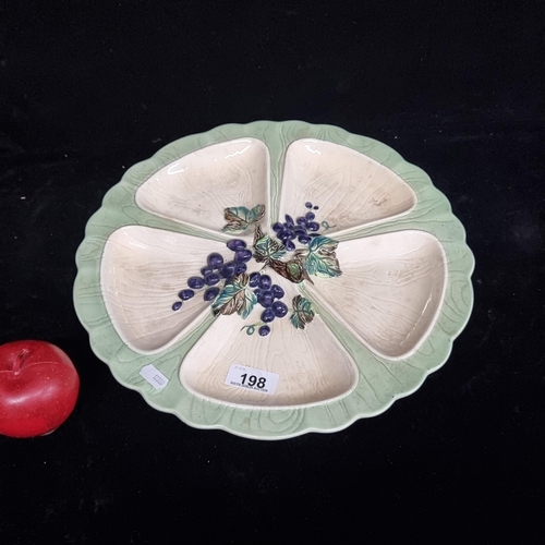 198 - A fantastic vintage Carlton ware hand painted ceramic serving platter with five sections for crudité... 