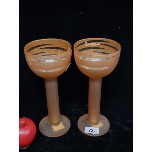 221 - A pair of vintage  Vidreco by La Mediterranea, large glass goblets. These are striking pieces with a... 