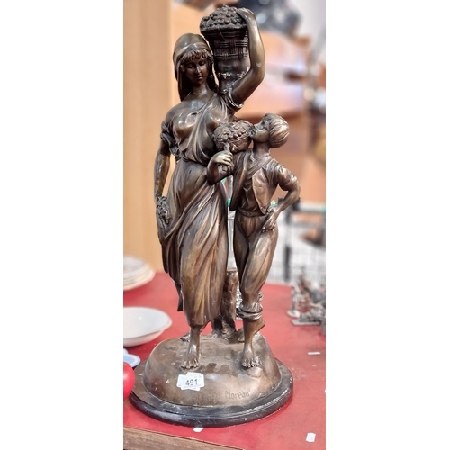 491 - Star lot : A remarkable, large incredibly heavy original antique bronze sculpture on a marble base b... 
