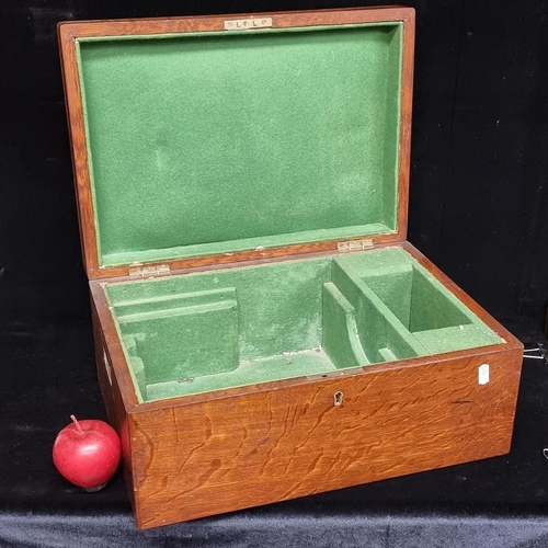 99 - A very handsome, Victorian campaign wooden box with recessed brass handles. The hinged lid opens to ... 