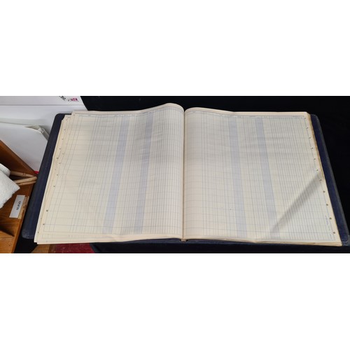 106 - A very large vintage leatherbound 'ledger of sales' book. Contains a sticker on inside cover for J. ... 