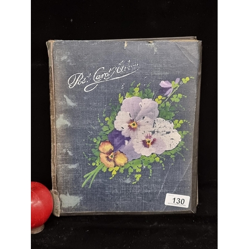 130 - An excellent Edwardian postcard album containing a selection of approximately sixty-five Edwardian p... 